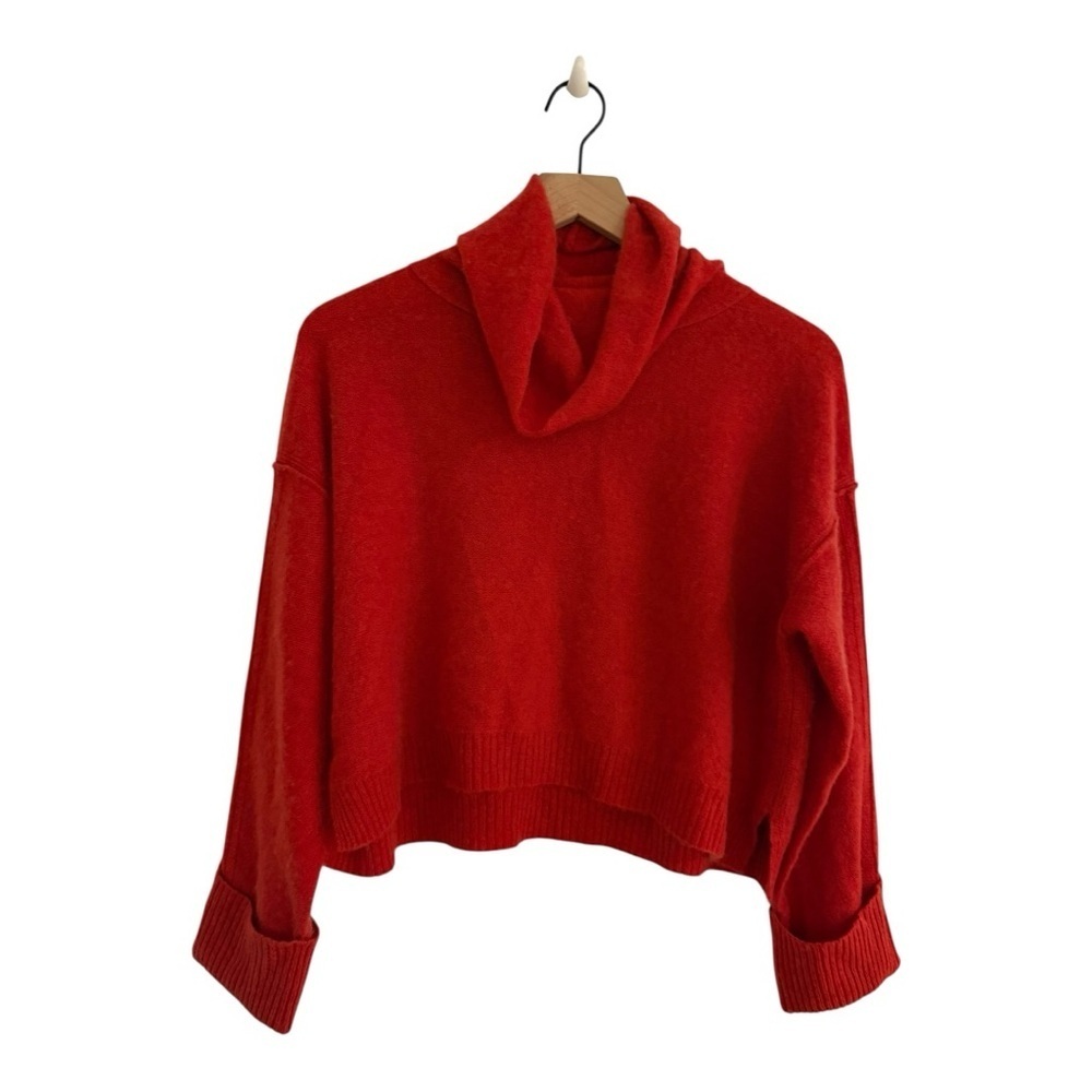 Free People Vibrant Red 100% Cashmere Cowl Neck Sweater size XS